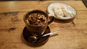 ssanghwa tea (on the menu called herbal something), which was good, and the desert, of which I wasn't a fan of the citrus rind filling. at Traditional Tea House Insadong (전통 찻집 인사동) in Seoul