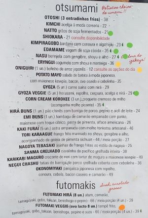 Menu Entradas at Hirá Ramen Izakaya in Sao Paulo