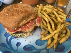 Malibu Burger w/ Rosemary Fries  at Veg Eats Foods  in Delray Beach