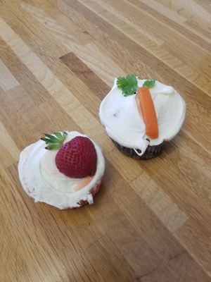 Strawberry and carrot cake cupcakes, so good! at Veg Eats Foods  in Delray Beach