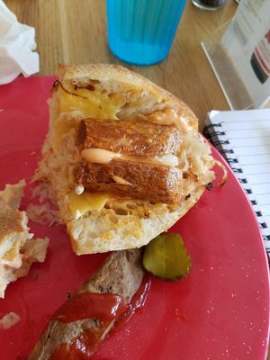 Vegan brat Reuben.  Delicious! at Veg Eats Foods  in Delray Beach