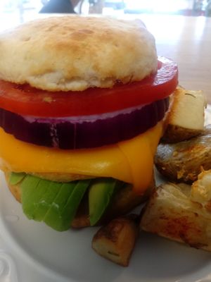 Avacado breakfast biscuit at Veg Eats Foods  in Delray Beach
