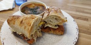 Rueben and soup at Veg Eats Foods  in Delray Beach