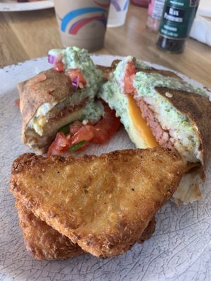 Breakfast Burrito with hasbrowns at Veg Eats Foods  in Delray Beach