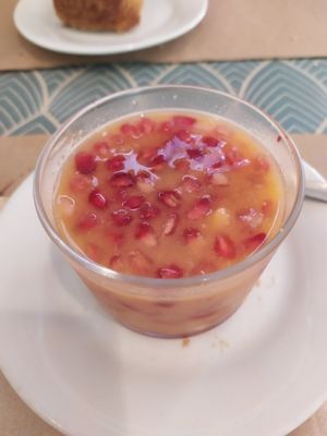 Magrana con zumo de mandarina at La Riera in Barcelona