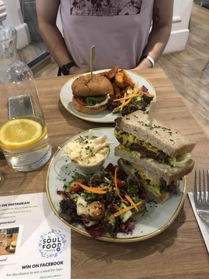 Sandwich and burger  at Soul Food Kitchen in Glasgow