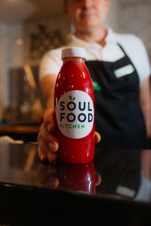 Our Red Rocket  Fuel cold pressed juice at Soul Food Kitchen in Glasgow
