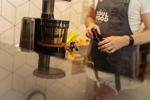 Juice master in action at Soul Food Kitchen in Glasgow