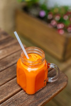 carrot juice at Soul Food Kitchen in Glasgow