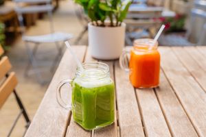 carotenoid and green juice at Soul Food Kitchen in Glasgow