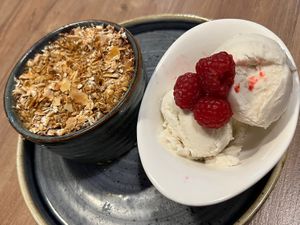 Apple, pear, blackberries crumble   at Soul Food Kitchen in Glasgow
