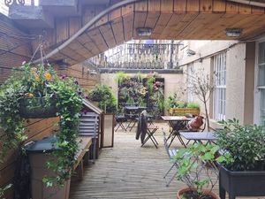 Outside seating at Soul Food Kitchen in Glasgow