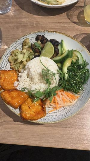 Sesame Tofu Bowl (adapted as they were missing some ingredients the day we visited)  at Soul Food Kitchen in Glasgow