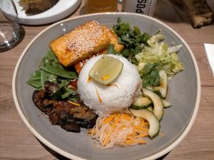 Tofu, rice and veggies at Soul Food Kitchen in Glasgow