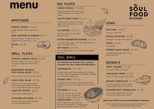 New Seasonal Menu starting from January 2025 at Soul Food Kitchen in Glasgow