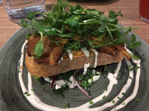 Avocado toast with bacon at Soul Food Kitchen in Glasgow