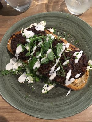 Haggis open-faced sandwich at Soul Food Kitchen in Glasgow