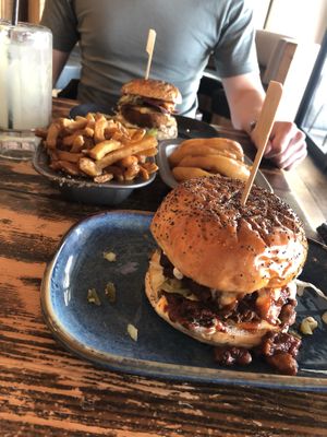 Chilli burger and chicken burger   at HUB St Ives in St Ives