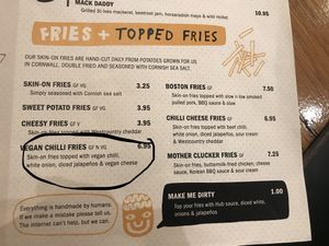 Amazing vegan chilli fries  at HUB St Ives in St Ives