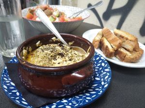 Hotpot. Very cheezy! (Lots of vegan cheese and yeast powder) at Tarantula in Thessaloniki