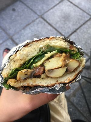 Sandwich w sautéed mushrooms at Tarantula in Thessaloniki