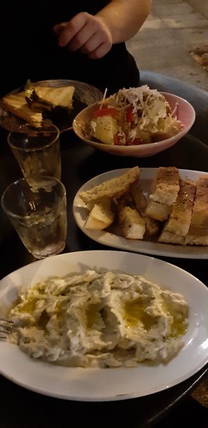 Tzatziki like I used to know the flavour from the past. A perfectly combined potato salad with the best "cheese" I ever tasted. at Tarantula in Thessaloniki