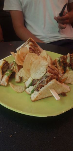 club sandwich with mushroom nuggets at Tarantula in Thessaloniki