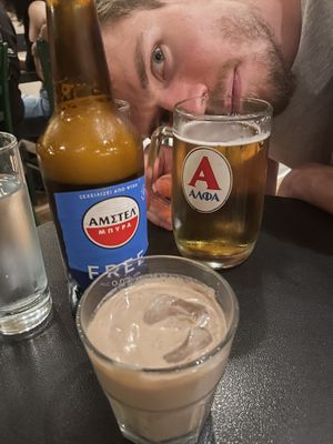 Vegan Bailey's, alcohol free Amstel and Alfa from the tab  at Tarantula in Thessaloniki