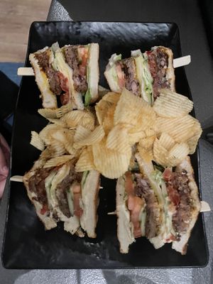  Club sandwich with kidneyballs (meh, dry)  at Tarantula in Thessaloniki