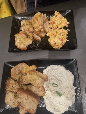 Spicy cheese deep (tirokafteri) - rly good but rly spicy!!  And tzatziki   at Tarantula in Thessaloniki