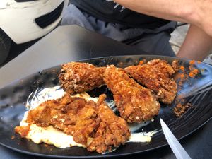 Oyster mushrooms in crunchy batter. at Tarantula in Thessaloniki