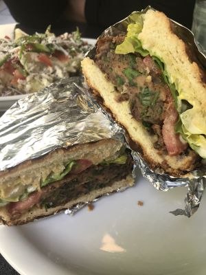 Meatball sandwich with mayo. Meatballs made of kidneybeans  at Tarantula in Thessaloniki