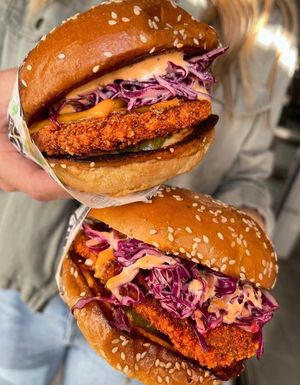 OG Hot Fried Chick'n Sandwich at Veggie Fam in Los Angeles