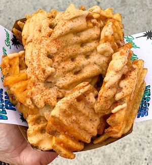 Cheezy Waffle Fries at Veggie Fam in Los Angeles