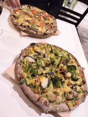 Vegan pizzas at Mystic Vegan at Mystic Vegan in Athens