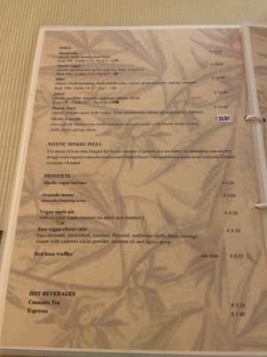 Menu at Mystic Vegan in Athens