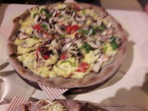 Pizza olive at Mystic Vegan in Athens