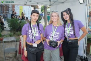 Volunteers holding vr glasses at Vegan Life NGO in Athens