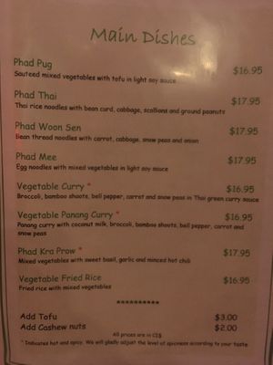 Main Dishes  at Thai Orchid in Seven Mile Beach