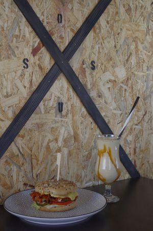 Pulled carrot burger and vegan shake at Ossu Burger in Tartu