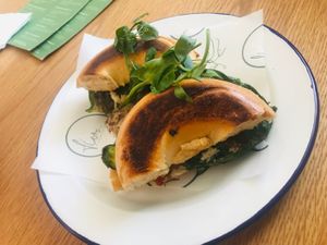 Breakfast bagel  at Flora by Greenhouse Canteen in West End