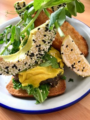 Avocado Benedict  at Flora by Greenhouse Canteen in West End