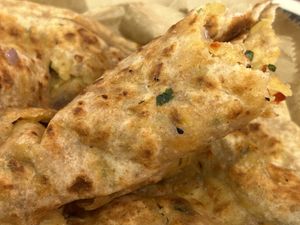 Aloo Paratha  at Karma Kitchen Cafe in Newcastle Upon Tyne