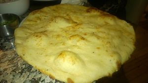 Garlic naan at Karma Kitchen Cafe in Newcastle Upon Tyne