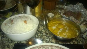 Tofu makhani and nut rice at Karma Kitchen Cafe in Newcastle Upon Tyne