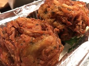 Onion bhajis at Karma Kitchen Cafe in Newcastle Upon Tyne