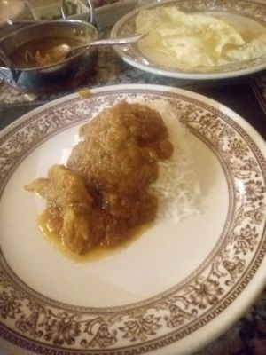 Seitan curry with rice. at Karma Kitchen Cafe in Newcastle Upon Tyne