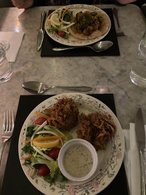 Generous and delicious starters  at Karma Kitchen Cafe in Newcastle Upon Tyne