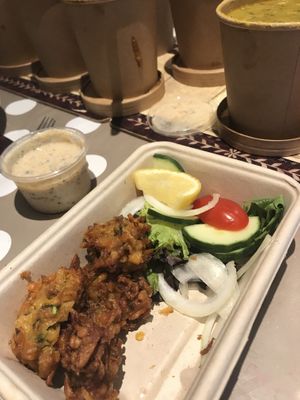 Pakoras  at Karma Kitchen Cafe in Newcastle Upon Tyne