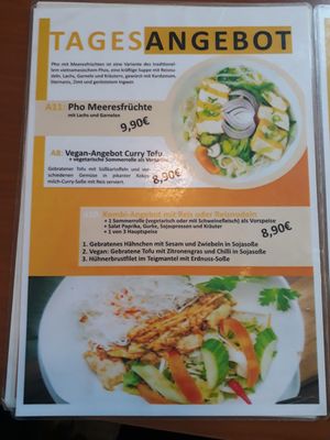 Vegan menu option at Com Pho in Cologne